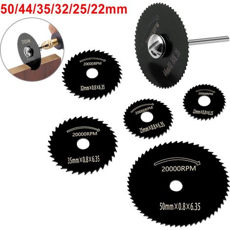 7-teilige HSS-Sägeblätter für Drehwerkzeuge, Kreissägeblattscheiben (Nitrierstahl), (Holzschneidescheibe) für Drehwerkzeugfutter mit 1/8 Zoll (3,175 mm) Verlängerungsschaft (1/4)