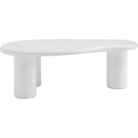 Drawer – Table basse organique en fibre de ciment 120cm – Blanc – Style scandinave épuré – Pour salon moderne et convivial (1/5)