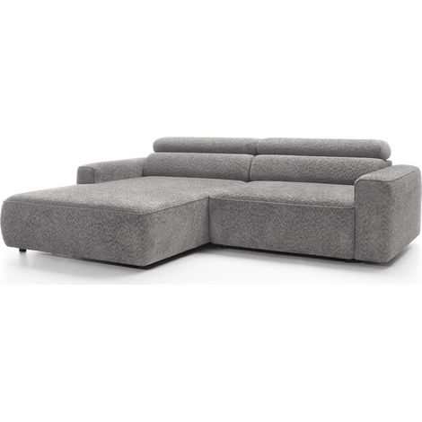 Selsey Fando – Ecksofa mit elektrischem Sitzauszug, Ottomane links, Chenille Hellgrau (1/5)