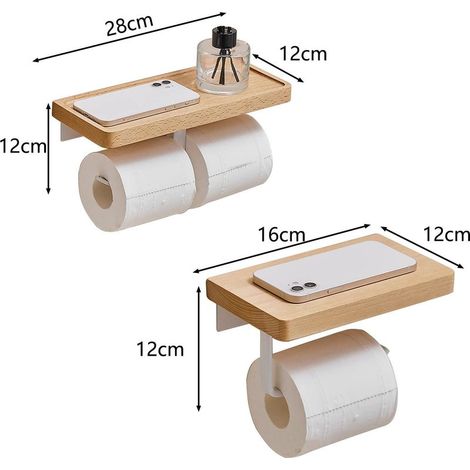 Toilettenpapierhalter aus Holz, für Badezimmer, WC-Wanddekoration, Toilettenpapierhalter für Küche und Bad - 2 (1/5)