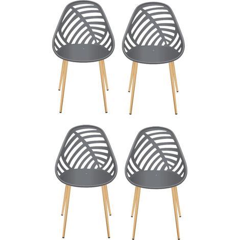 Lot de 4 chaises d\'extérieur Alameda - Gris - Fauteuils de Jardin - Livraison gratuite