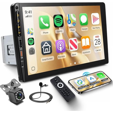 1 Din Car Radio with CarPlay Android Auto Mirror Link Wireless (1/5)