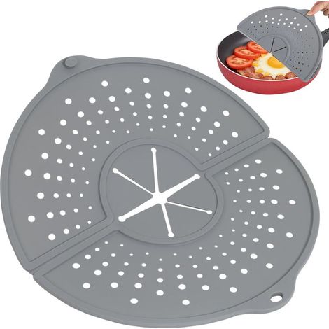 Zusammenklappbarer Silikon-Spritzschutz für Töpfe, Dampfgarer und Pfannen mit 25–30 cm Durchmesser (32 cm), spülmaschinenfest (1/5)