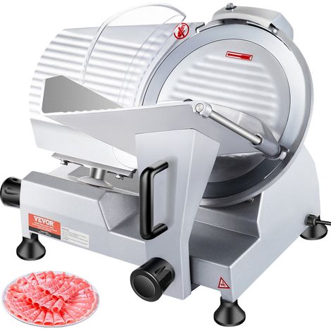 Trancheuse Électrique Commerciale 240 W Trancheuse à Jambon Lame 250 mm 350-400 tr/min Trancheuse Charcuterie en Acier Inoxydable et Alu pour Couper en Tranches Viande, Boucherie Restaurant (1/5)