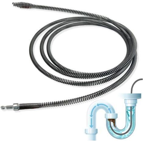 ALLIANDISTige spirale de nettoyage de canalisations 10 mm de diamètre x 3 m, déboucheur wc, nettoyeur avec accessoire de perçage universel avec adaptateur électrique pour toilettes (1/5)