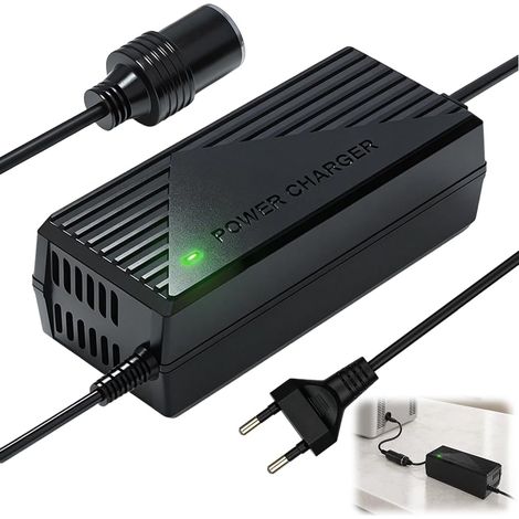 Adaptateur Allume Cigare Secteur, Convertisseur 220V 12V, Transformateur 220v 12v Allume Cigare, pour Voiture Réfrigérateur, Gonfleur Pneu, Aspirateur et Glacière, Compresseur (180 W) (1/5)