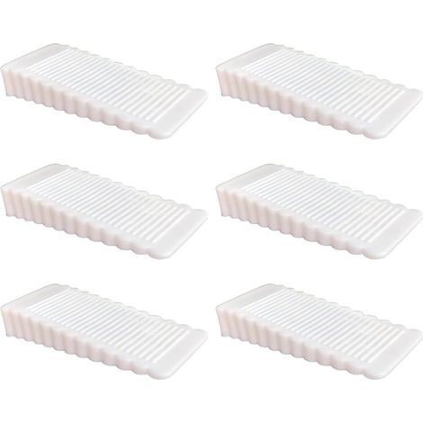 6 pièces Blanc Cale Porte Caoutchouc Souple Antidérapante Bloc Hauteur Réglable Arrêt de Porte Pour Genre Carrelage, Sol,Béton, Ciment,Tapis (1/4)
