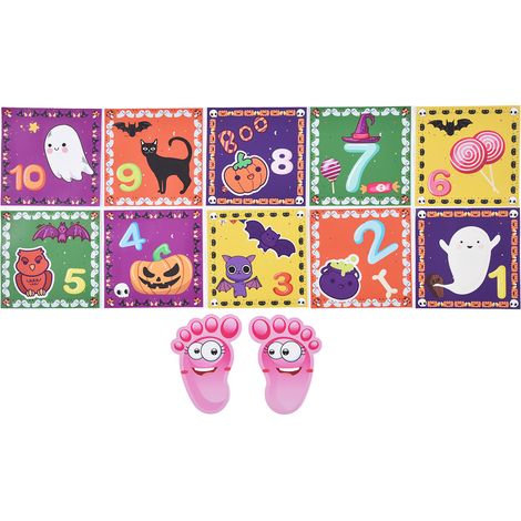 12 wasserfeste PVC-Bodenspielaufkleber mit nummerierten Halloween-Motiven für Kinder, umweltfreundlich und unterhaltsam (1/5)