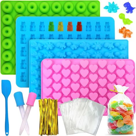 Moules à Bonbons en Silicone, 4 Pièces Moule à Bonbon Gommeux avec 2 Pipettes, Moule Bonbon Silicone , Idéal pour Chocolat, Glaçons, Pudding et Gelée (1/5)