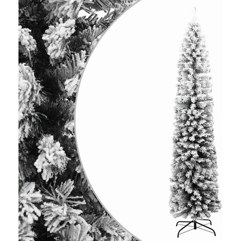 Sapin de Noël artificiel mince flocon de neige-Décoration de Fête pour Noël vert 240 cm PVC 876006 (1/5)