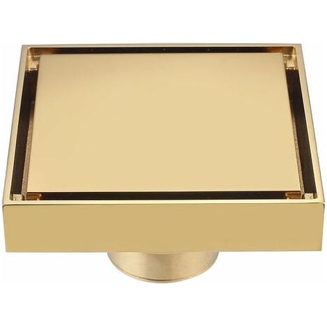 Quadratischer Bodenablauf – Gebürstetes Gold – (1/2)