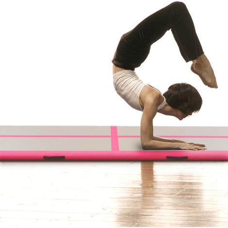 vidaXL Esterilla inflable de gimnasia con bomba 500x100x10 cm PVC rosa (1/2)