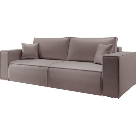 Selsey Farese Cuero – Schlafsofa 3-Sitzer mit Bettkasten, Kunstleder, Dunkelbeige