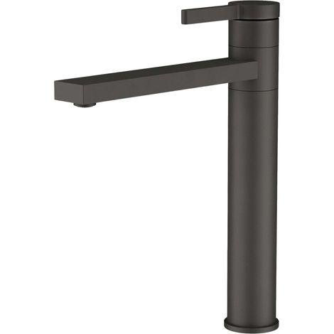Grifo Lavabo Alto Monomando, Grifo Baño Tucano Negro Mate, Acero Inoxidable 304 Fría/Caliente (1/4)