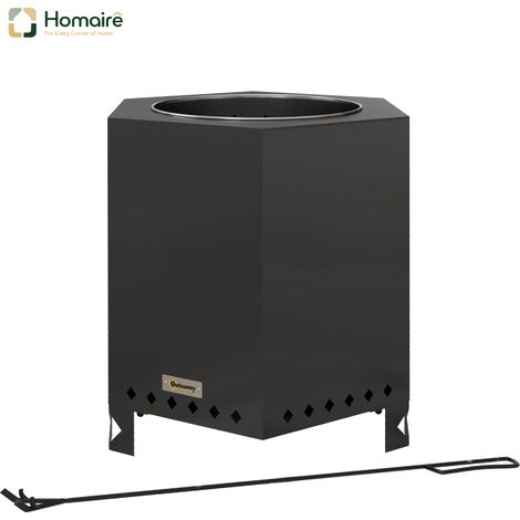 HOMAIRE Feuerkorb métallique noir sans fumée pour table, jardin, camping et terrasse avec pelle