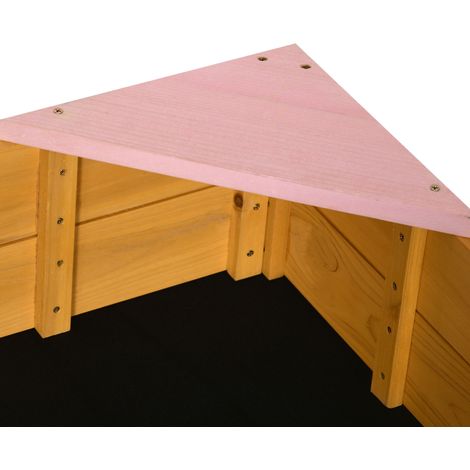 Table pour jeu de sable en bois d'épicéa, 4 places, sans fond, extérieur, 109x109x19.8 cm (1/5)