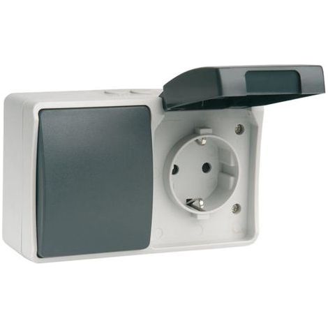Estanca Superficie Enchufe con Tapa 10/16A 250V MS535302 (1/2)