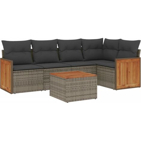Maison Exclusive - 6-tlg. Garten-Sofagarnitur mit Kissen Grau Pol (1/3)