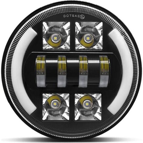 Faro LED redondo de 7 pulgadas para coche y motocicleta, resistente al agua IP67, con luces de giro DRL, luces altas y bajas. (1/4)