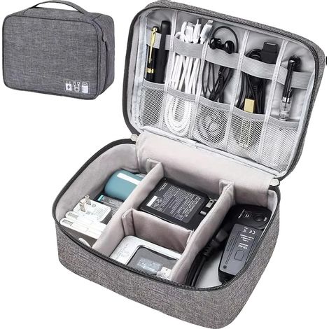Bolsa para guardar cables, material ecológico, diseño compacto, gris, 1 capa. (1/2)
