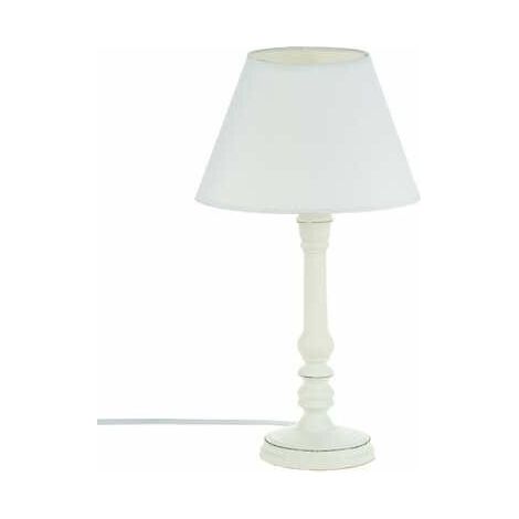 Lámpara 'Leo' blanca - madera A. 36 cm - Atmosphera créateur d'intérieur