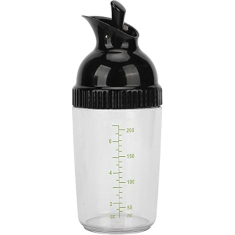 Shaker à vinaigrette 200 ml, bouteille étanche avec couvercle et graduation, pour vinaigrette, sauce tomate, moutarde, mayonnaise - Noir (1/4)