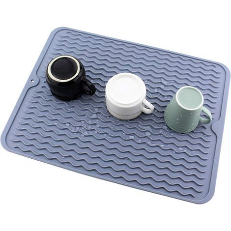 Tapis de séchage pour vaisselle en silicone, grand paillasson d'égouttage pour évier de cuisine (1/5)