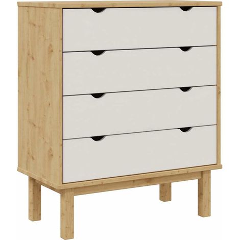 vidaXL Cajonera OTTA madera maciza pino marrón y blanco 76,5x39,5x90cm (1/2)
