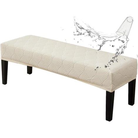 Nappe imperméable, protège-table extensible en jacquard, nappe rectangulaire pour chambre, salon, cuisine, lavable (beige) (1/5)