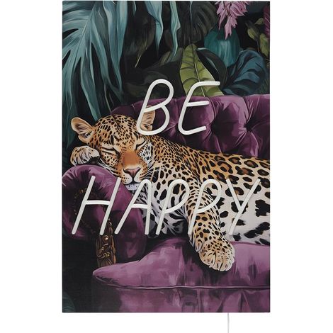 Tableau LED "Be Happy" 40x60cm Multicolore (1/3)