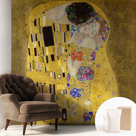 Papier peint intissé pour salon chambre à coucher peint imprimé pour mur - Colle incluse gratuite Couple Art nouveau 250x250 cm (1/5)