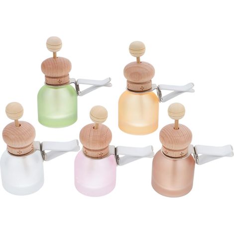 Mini Perfume Bottles, Reusable Perfume Bottles, 5pcs 10ml Frosted Glass with Clip and Air Vent for Car, Empty Refillable Perfume Bottles (1/5)