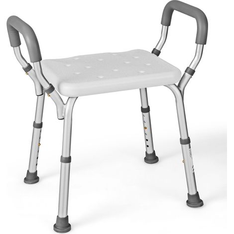 COSTWAY Bath Chair Shower Bench Height Adjustable Shower Seat Bathroom Bathtub Stool (1/5)