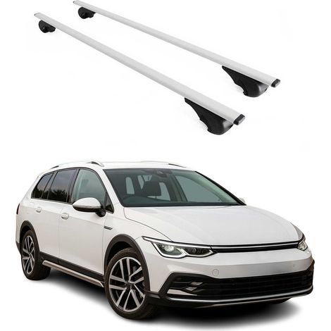 OMAC Barres de toit pour VW Golf mk8 Variant / Alltrack 2019-2026 – TÜV / DIN 75302:2019 – Antivol inclus – Charge max 75 kg – 2 barres Argent (1/4)