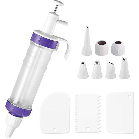 Kit de seringue pour décoration de desserts, distributeur de glaçage, injecteur de garniture pour cupcakes, 7 douilles à glaçage, 3 racloirs à crème (1/4)