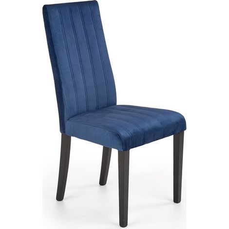 Chaise de salle à manger en velours bleu avec pieds en bois de hêtre massif peints en noir BEECH (1/5)