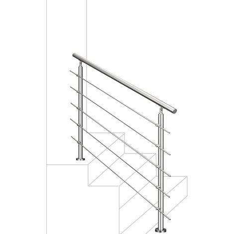 Balaustra Corrimano Ringhiera in acciaio inox 304 spazzolato 150x106cm per interni ed esterni 5 barre trasversali (1/5)