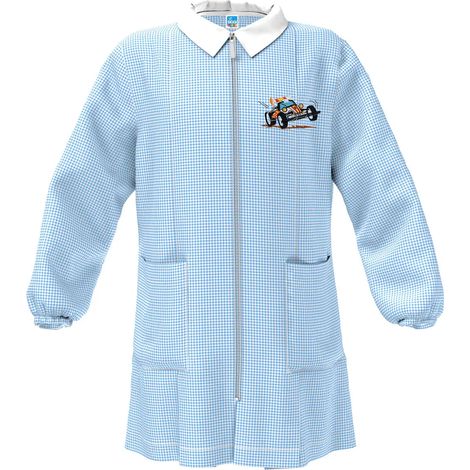 Grembiule Asilo Bimbo con Zip Centrale e Ricamo Macchina Azzurro 5A