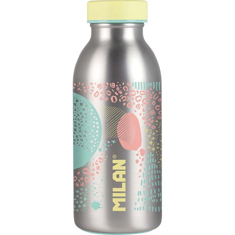 MILAN® Botella isotérmica de acero inoxidable 354 ml serie Silver, amarillo (1/2)