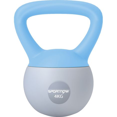 (4KG, Light Blue and Grey) SPORTNOW Kettlebell with Non-Slip Handle