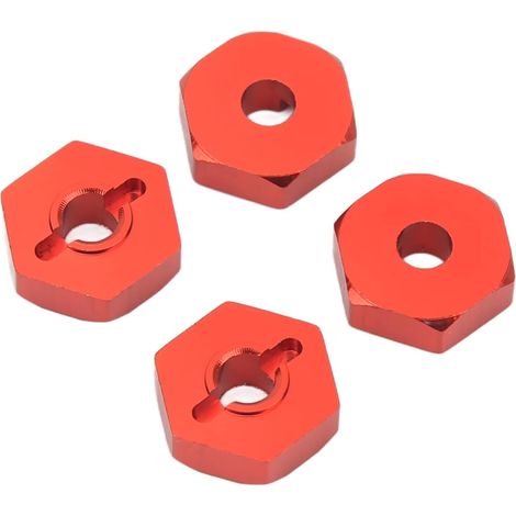 4PCS RC Wheel Hex Hub RC Wheel Hex Hub Adaptateur RC Hex Hub Coupler pour 1/16 RC Car(Rouge) (1/5)
