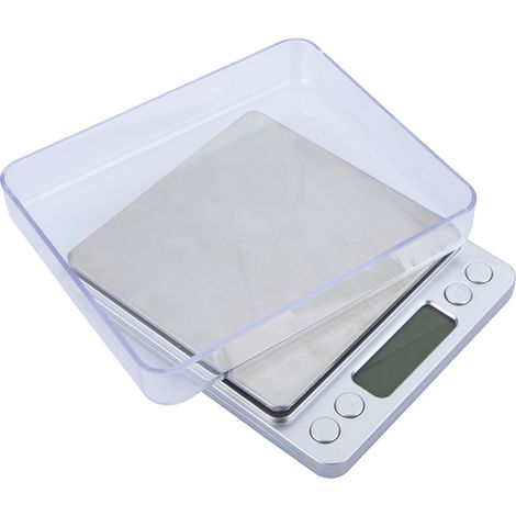 Balance de pesage de bijoux de mini plate-forme numérique électronique de haute précision avec deux plateaux Portable 500g/0.01g Fonction de comptage LCD bleu g/ct/dwt/ozt/oz/gn (1/5)