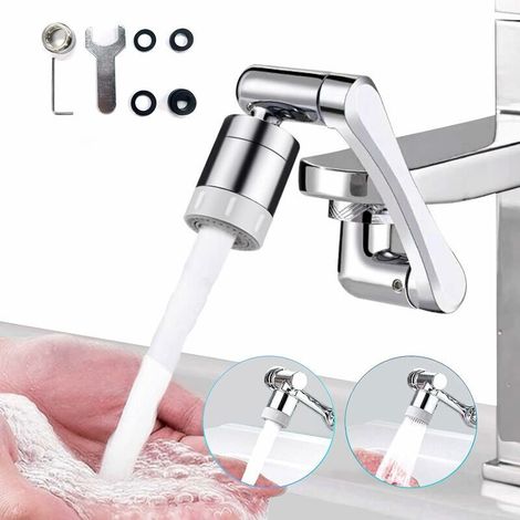 Fijación de aireador para grifo, aireador de grifo giratorio 1080°, extensor de grifo multifuncional rotativo con 2 funciones de pulverización, accesorio extensor de grifo para cocina (1/5)