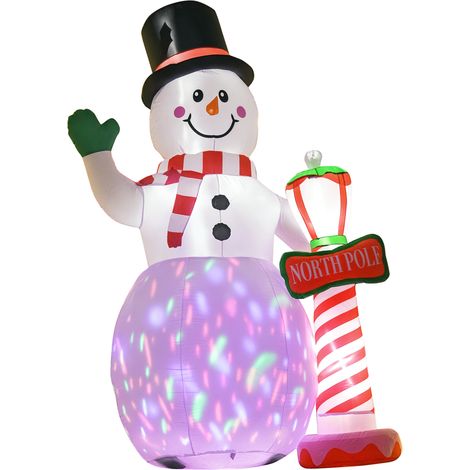 Weihnachtsdeko, aufblasbarer Schneemann, 2,4 m, LED-Beleuchtung, Gebläse, Weiß (1/5)