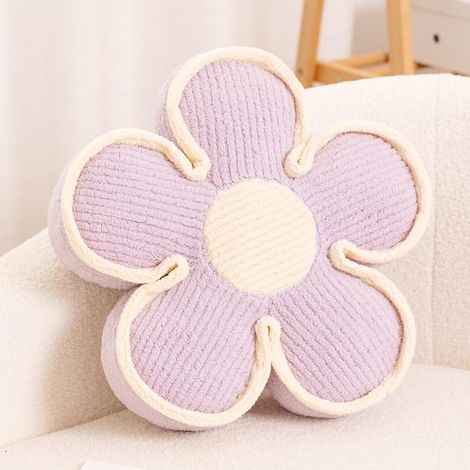 Cojín de suelo suave con forma de flor - Bonito cojín decorativo con forma de flor - Decoración floral de felpa para la habitación (50 cm, lavanda) (1/5)