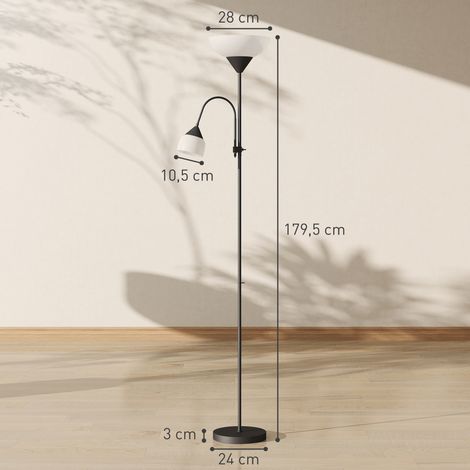 Lampadaire Uplighter, lampe mère-enfant, lampe haute avec 3 températures de couleur et col de cygne flexible, noir (1/5)