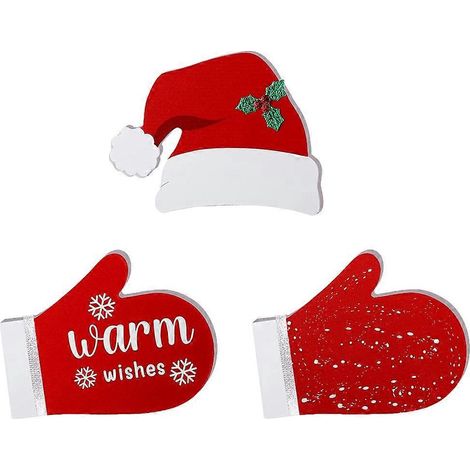 Weihnachtliches Etageren-Deko-Set mit niedlicher Weihnachtsmannmütze – Schlafzimmerdekoration – Geschenk