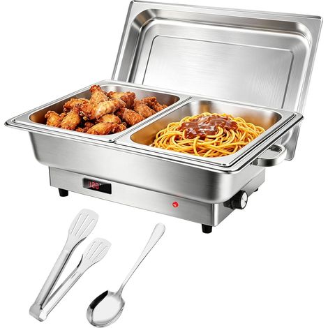 Chafing Dish Buffet Électrique 9L, Robuste et Durable Buffet Chauffant  Affichage et réglage de la température bain marie pour aliments configuration 2 bacs 1/2 GN pour fêtes traiteurs et festivals (1/5)
