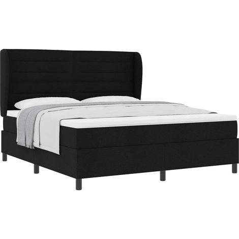 Maison Exclusive - Lit à ressorts avec matelas Noir 180 x 200 cm tissu (1/5)
