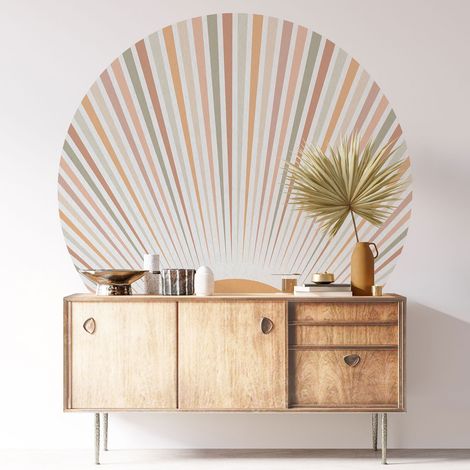 Sticker mural rond / cercle - Soleil Boho - Diamètre 30 cm - Adhésif MAT (1/3)